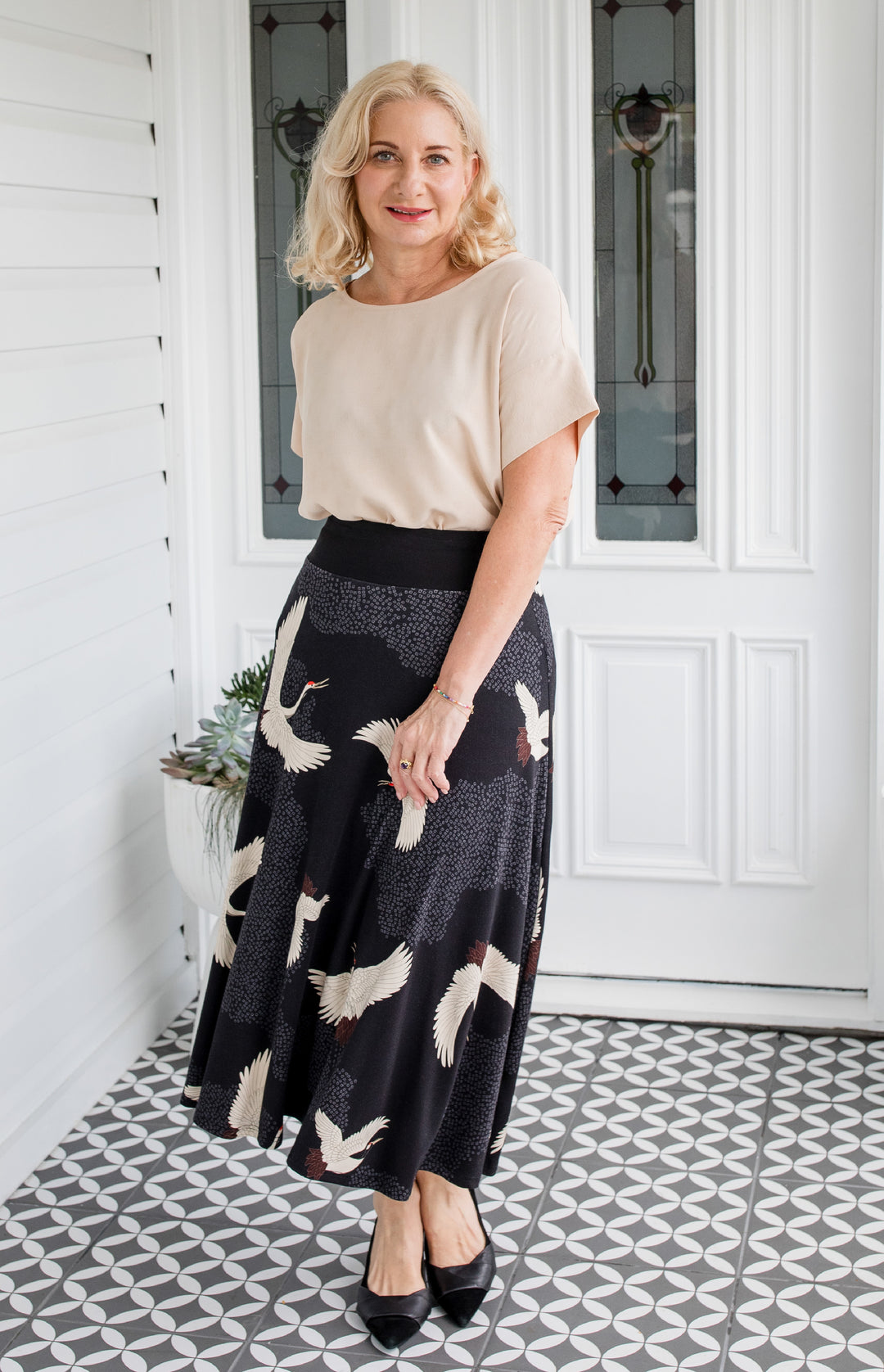 Bamboo Must Have Skirt in poetry in motion black