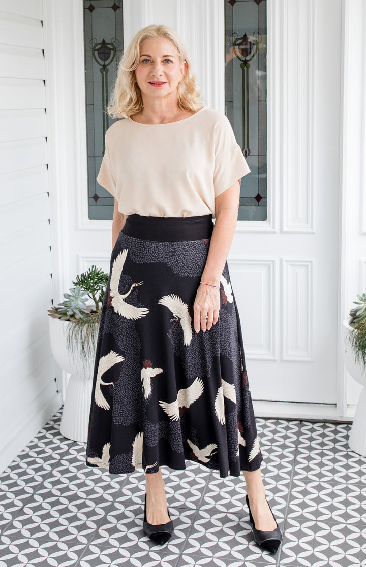 Bamboo Must Have Skirt in poetry in motion black