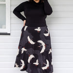 Maiocchi Bamboo Must‑Have Skirt in Poetry in Motion black – best-selling A‑line skirt with kimono-inspired print