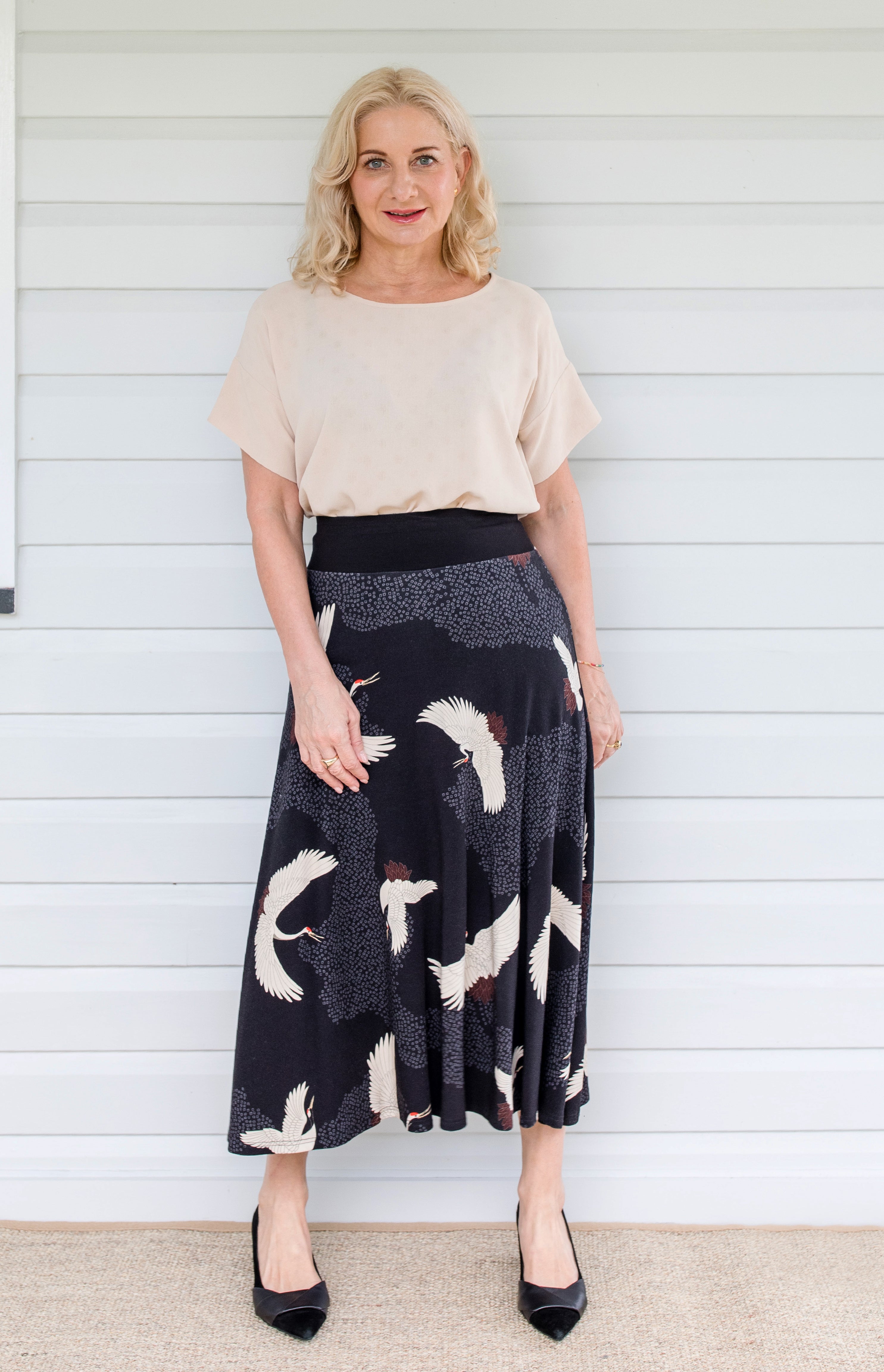 Statement printed skirt for weddings or everyday - Maiocchi Bamboo Must Have Skirt in poetry in motion