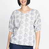 PRE-ORDER Pretty Please Reversible Top in navy broderie