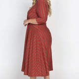 Nicola Dress in sparkle stripes red