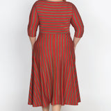 Nicola Dress in sparkle stripes red