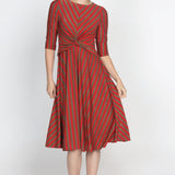 Nicola Dress in sparkle stripes red