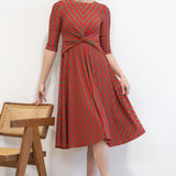 Nicola Dress in sparkle stripes red