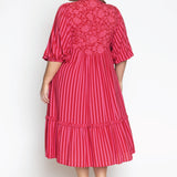 Penny Midi Dress in wonderstripe pink