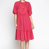 Penny Midi Dress in wonderstripe pink