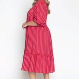 Penny Midi Dress in wonderstripe pink