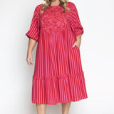 Penny Midi Dress in wonderstripe pink
