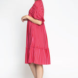 Penny Midi Dress in wonderstripe pink