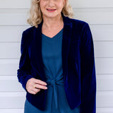 Maiocchi perfect velvet blazer in midnight blue - luxe women's velvet blazer