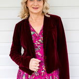 Wine velvet jacket by Maiocchi - versatile luxe layer for evening outfits