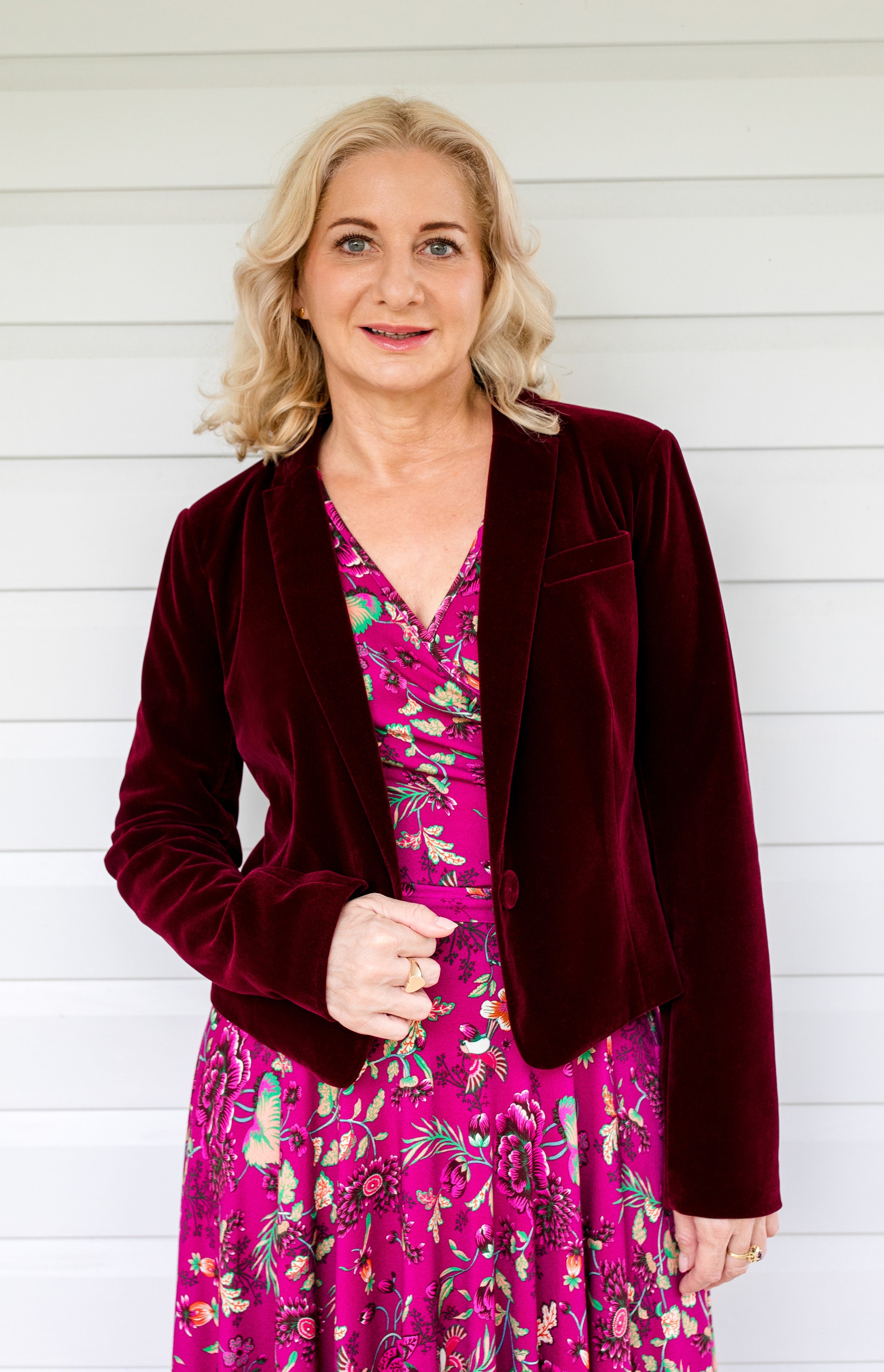 Wine velvet jacket by Maiocchi - versatile luxe layer for evening outfits