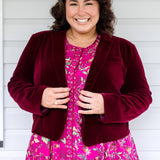 Perfect Velvet Blazer in wine