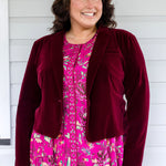 Maiocchi Perfect Velvet Blazer in wine – luxurious cropped velvet jacket