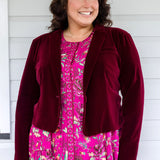 Maiocchi Perfect Velvet Blazer in wine – luxurious cropped velvet jacket