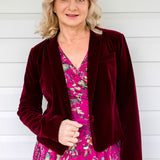 Perfect Velvet Blazer in wine