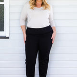 Perfect Ponte Pant in black – flattering tummy-hiding high rise and sleek straight leg