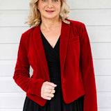 Perfect Velvet Blazer in cherry