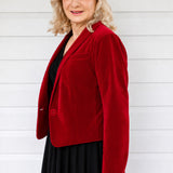 Perfect Velvet Blazer in cherry