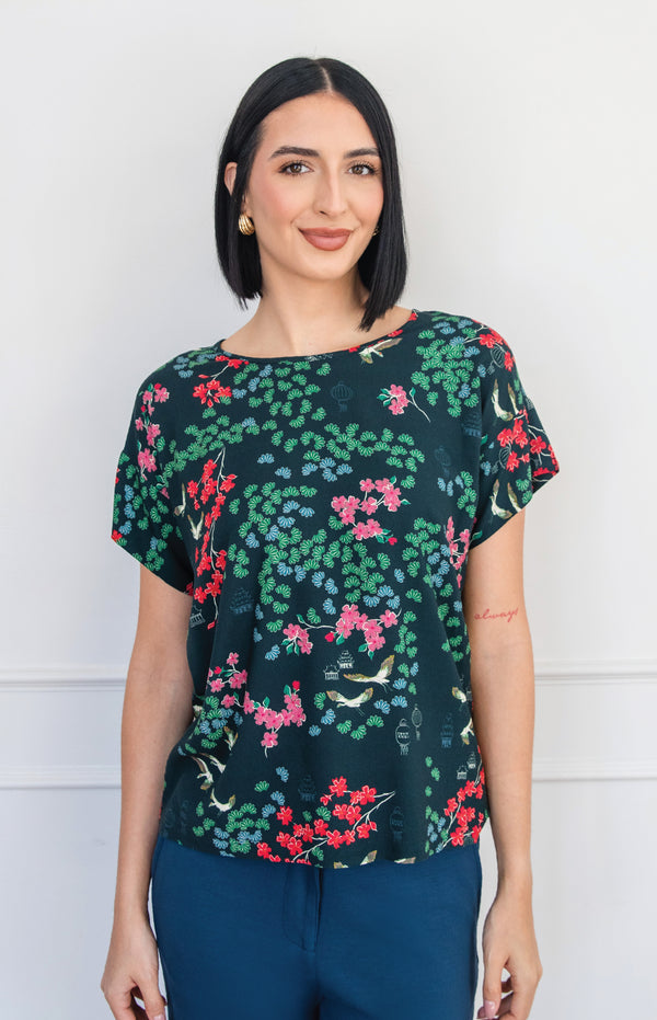 Poppy Top in enchanted petrol