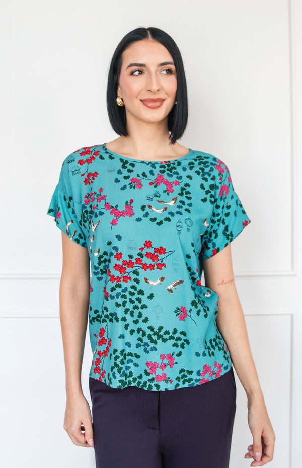 Poppy Top in enchanted teal