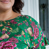 Maiocchi Poppy Top – green Flights of Fancy print - bestselling top