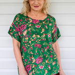 Poppy Top in Flights of Fancy Green print by Maiocchi