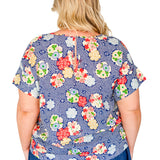 Poppy Top V Neck in peach blossoms