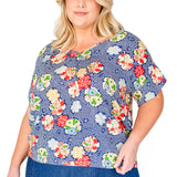 Poppy Top V Neck in peach blossoms