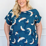 Poppy Top in poetry in motion denim