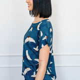 Poppy Top in poetry in motion denim