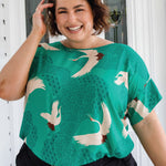 Best-selling Poppy Top in Poetry in Motion green - made in soft rayon