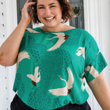 Best-selling Poppy Top in Poetry in Motion green - made in soft rayon