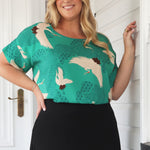 Maiocchi Poppy Top in Poetry in Motion green - bestselling kimono-inspired print top