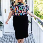 Black Social Butterfly Poppy Top by Maiocchi, versatile and elegant
