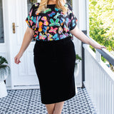Black Social Butterfly Poppy Top by Maiocchi, versatile and elegant