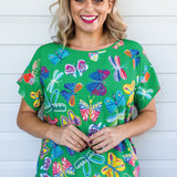 Poppy Top in social butterfly green