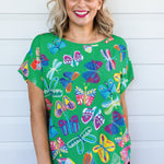 Poppy Top in Social Butterfly Green by Maiocchi – colourful and made in soft rayon