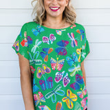 Poppy Top in Social Butterfly Green by Maiocchi – colourful and made in soft rayon