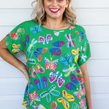 Poppy Top in social butterfly green