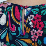 Button and keyhole detail at back neck of Poppy Top bestselling truly madly print