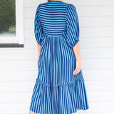 Portofino Midi Dress in wonderstripe blue