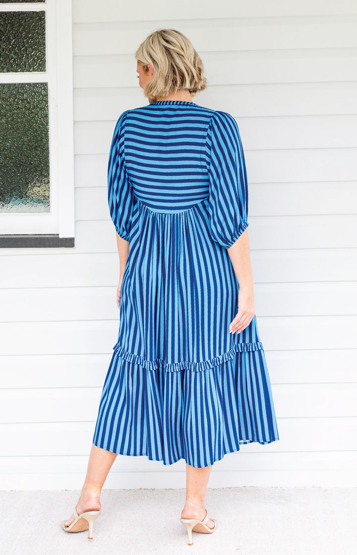 Portofino Midi Dress in wonderstripe blue