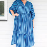 Portofino Midi Dress in wonderstripe blue