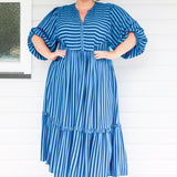 Portofino Midi Dress in wonderstripe blue