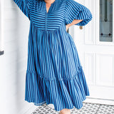 Portofino Midi Dress in wonderstripe blue