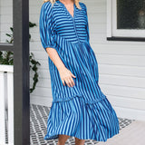 Portofino Midi Dress in wonderstripe blue