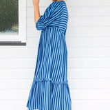 Portofino Midi Dress in wonderstripe blue