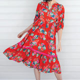 Portofino Midi Dress in now or never red